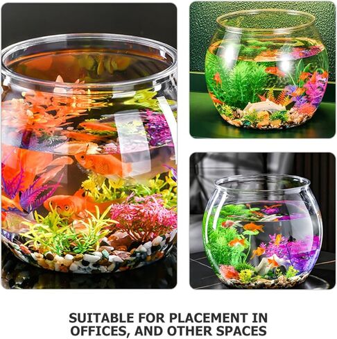 Bestonzon Clear Fish Bowl Prow Planter مقاومة للزارع المائية لسلاحف ذهبية الأنيقة الجولة الجولة الأنيقة لديكور منزل المكتب للاسترخاء المركزية الزاوية in Saudi Arabia