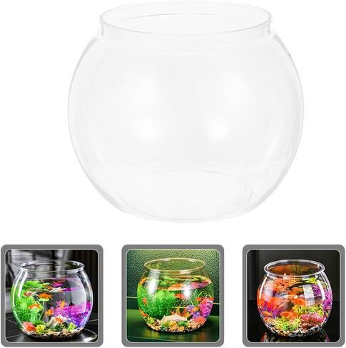 Bestonzon Clear Fish Bowl Prow Planter مقاومة للزارع المائية لسلاحف ذهبية الأنيقة الجولة الجولة الأنيقة لديكور منزل المكتب للاسترخاء المركزية الزاوية in Saudi Arabia
