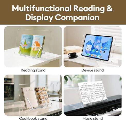 BESWISHY COOKBOOK Stand ، موقف الموسيقى القابل للطي ، موقف عرض للكتاب ، حامل كتب أكريليك ، حامل الورق للمكتب ، حامل الافتتاح الكتب ، سهل سطح المكتب ، حامل الحافظة in Kuwait