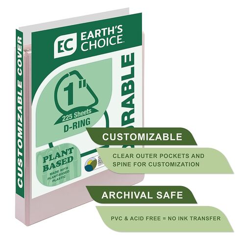 Samsill Plant-Based 1 Inch Durable D-Ring, Made in USA, View Binder, Eco-Friendly, USDA Certified Biobased, Single, Rose in Saudi Arabia
