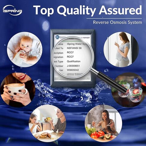 اي سبرينغ RCC7، معتمد من NSF، نظام ترشيح للشرب بالتناضح العكسي ذو 5 مراحل عالي السعة تحت الحوض، 75 GPD، صنبور نيكل مصقول in Kuwait