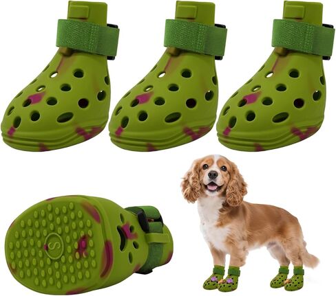 Dog Shoes for Hot Pavement, Adjustable Magic Tape Boots for Small, Medium & Large Dogs, Anti-Slip, Easy to Clean Paw Protectors for Beach, Outdoor & Hot Weather (Purple S) in Saudi Arabia