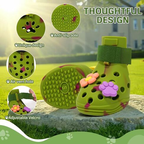 Dog Shoes for Hot Pavement, Adjustable Magic Tape Boots for Small, Medium & Large Dogs, Anti-Slip, Easy to Clean Paw Protectors for Beach, Outdoor & Hot Weather (Purple S) in Saudi Arabia