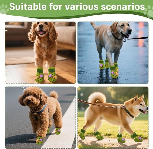 Dog Shoes for Hot Pavement, Adjustable Magic Tape Boots for Small, Medium & Large Dogs, Anti-Slip, Easy to Clean Paw Protectors for Beach, Outdoor & Hot Weather (Purple S) in Saudi Arabia