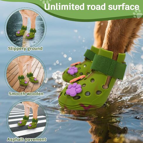 Dog Shoes for Hot Pavement, Adjustable Magic Tape Boots for Small, Medium & Large Dogs, Anti-Slip, Easy to Clean Paw Protectors for Beach, Outdoor & Hot Weather (Purple S) in Saudi Arabia