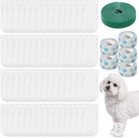 100 Pcs Disposable Dog Paw Protector Adjustable Pet Boots Dog Feet Covers for Paw Protection with Self Adhesive Bandage for Small Medium Large Dogs Indoor Outdoor Walking Foot Muffs in Kuwait
