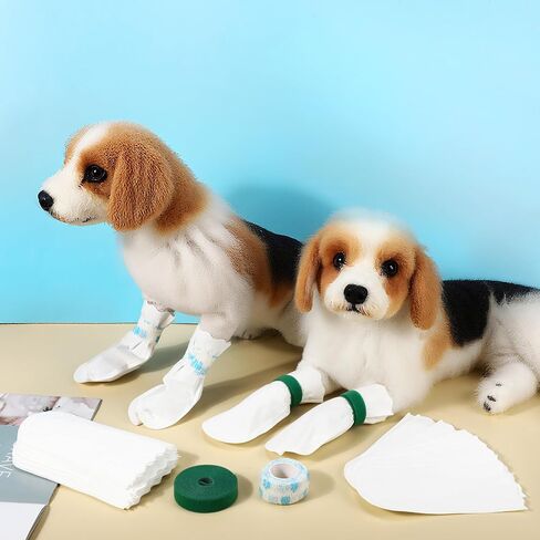 100 Pcs Disposable Dog Paw Protector Adjustable Pet Boots Dog Feet Covers for Paw Protection with Self Adhesive Bandage for Small Medium Large Dogs Indoor Outdoor Walking Foot Muffs in Kuwait