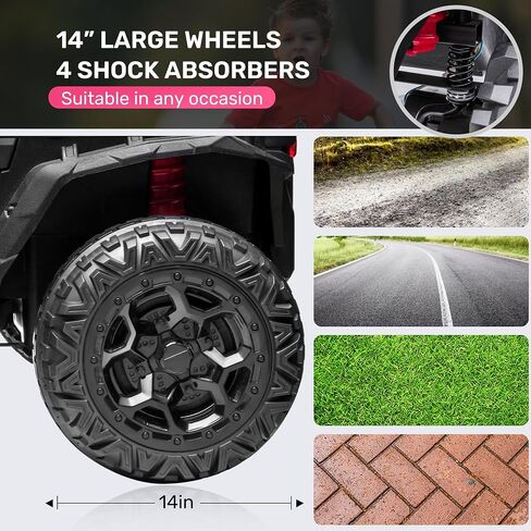 ANPABO 24V 4X4 Ride on Car Truck w/Remote Control, 4WD/2WD Switchable Kids UTV, 19" Spacious Seat, 4 Shock Absorbers, Soft Start, Music Player, Electric Car for Kids Ages 3+(Pink) in Kuwait