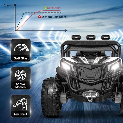 ANPABO 24V 4X4 Ride on Car Truck w/Remote Control, 4WD/2WD Switchable Kids UTV, 19" Spacious Seat, 4 Shock Absorbers, Soft Start, Music Player, Electric Car for Kids Ages 3+(Pink) in Kuwait