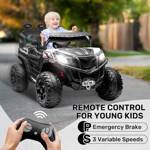 ANPABO 24V 4X4 Ride on Car Truck w/Remote Control, 4WD/2WD Switchable Kids UTV, 19" Spacious Seat, 4 Shock Absorbers, Soft Start, Music Player, Electric Car for Kids Ages 3+(Pink) in Kuwait