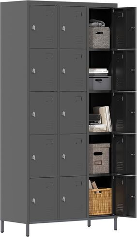 Metal Locker Locking Storage Lockers for Employees,72" Tall Staff Locker with Shelves and Hooks Steel Sports Locker for Office Home School Gym Garage Black in Kuwait