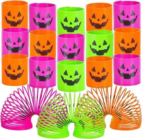 نوابض لفائف الفوانيس الفواني ، مجموعة من 48 ، ألعاب من البلاستيك Mni Mni Slinky بألوان متنوعة ، وعلاج الهالوين غير المرن ، والهدايا المرحة الحفلات. in Kuwait