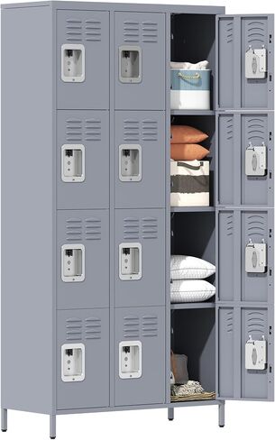 Metal Locker Locking Storage Lockers for Employees,72" Tall Staff Locker with Shelves and Hooks Steel Sports Locker for Office Home School Gym Garage Black in Kuwait