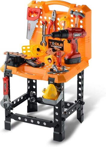 Toy Choi's Toy Drill Set - Electric Pretend Play Tool with Realistic Sound & Action, Construction Toy Tools for Kids Ages 3-5 with Toddler Drill Screw Set (Red) in Kuwait