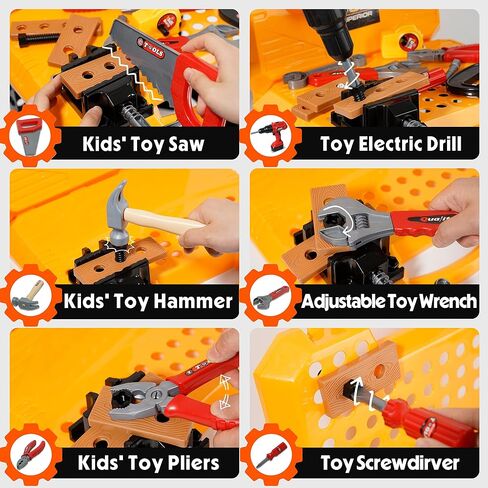 Toy Choi's Toy Drill Set - Electric Pretend Play Tool with Realistic Sound & Action, Construction Toy Tools for Kids Ages 3-5 with Toddler Drill Screw Set (Red) in Kuwait