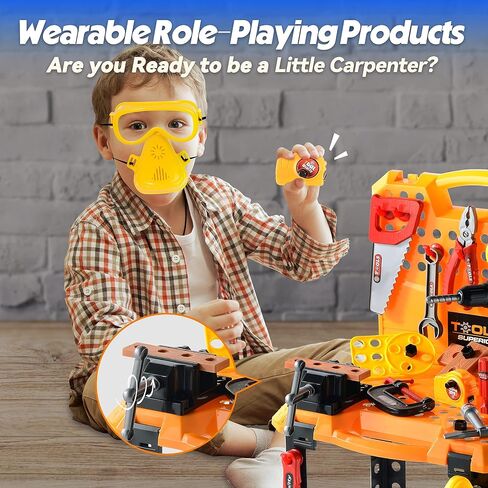Toy Choi's Toy Drill Set - Electric Pretend Play Tool with Realistic Sound & Action, Construction Toy Tools for Kids Ages 3-5 with Toddler Drill Screw Set (Red) in Kuwait