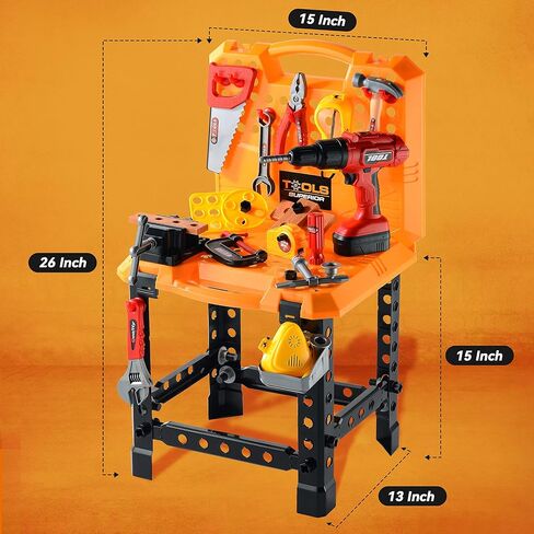 Toy Choi's Toy Drill Set - Electric Pretend Play Tool with Realistic Sound & Action, Construction Toy Tools for Kids Ages 3-5 with Toddler Drill Screw Set (Red) in Kuwait