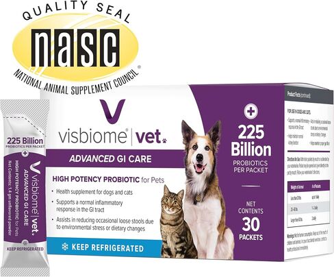 Visbiome® Vet Advanced GI Care Probiotic for Dogs & Cats-225b CFU ، صيغة مكونة من 8 خطوط-موصى بها من الطبيب البيطري ، معتمد من الملصقات-30 حزمة in Kuwait