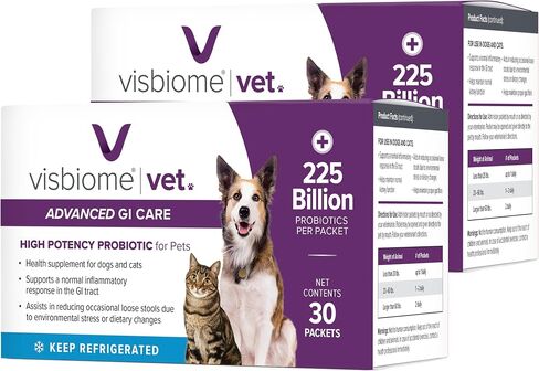Visbiome® Vet Advanced GI Care Probiotic for Dogs & Cats-225b CFU ، صيغة مكونة من 8 خطوط-موصى بها من الطبيب البيطري ، معتمد من الملصقات-30 حزمة in Kuwait