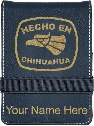 LaserGram Mini Padfolio with Notepad and Pen, Hecho en Chihuahua, Personalized Engraving Included (Black with Silver) in Saudi Arabia