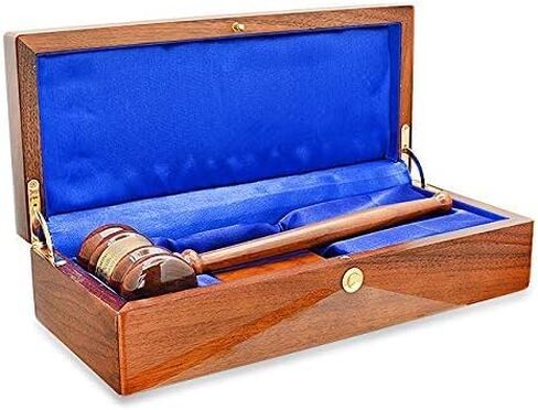 Executive Gift Shoppe | Personalized Walnut Gavel and Block Set in Hinged Wood Box with Custom Engraving in Saudi Arabia