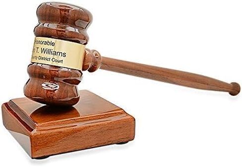 Executive Gift Shoppe | Personalized Walnut Gavel and Block Set in Hinged Wood Box with Custom Engraving in Saudi Arabia