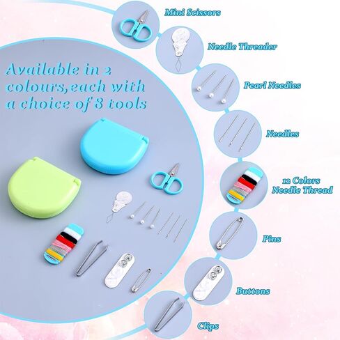 20 Pack Mini Travel Sewing Kit, Portable Sewing Tool Kits, Beginner Emergency Sewing Repair Kit with Threads Scissors Hand Sewing Needles, Plastic Sewing Kit, DIY Sewing Supplies (Blue, Green) in Saudi Arabia