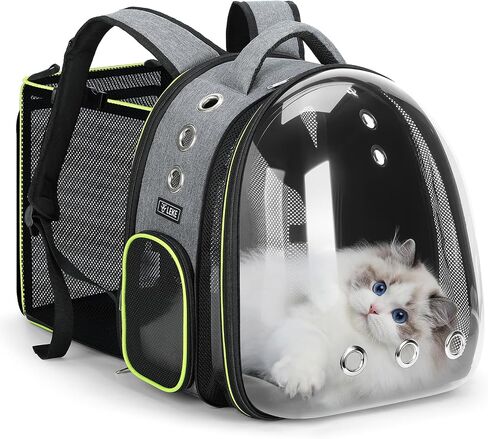 Lekereise Cat Bubble Backpack Carrier - حقيبة الظهر القابلة للتوسيع الكبيرة للمساحة للكلاب الصغيرة التي تصل إلى 18 رطلاً ، حاملة حيوانات أليفة شفافة للسفر والمشي والمشي والخارجية والرمادي in Kuwait