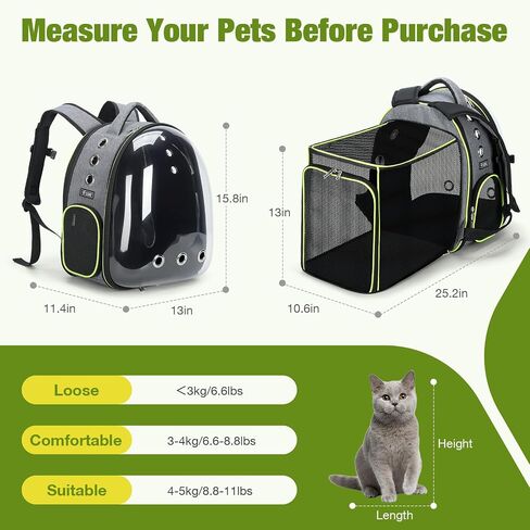 Lekereise Cat Bubble Backpack Carrier - حقيبة الظهر القابلة للتوسيع الكبيرة للمساحة للكلاب الصغيرة التي تصل إلى 18 رطلاً ، حاملة حيوانات أليفة شفافة للسفر والمشي والمشي والخارجية والرمادي in Kuwait