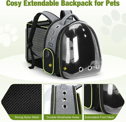 Lekereise Cat Bubble Backpack Carrier - حقيبة الظهر القابلة للتوسيع الكبيرة للمساحة للكلاب الصغيرة التي تصل إلى 18 رطلاً ، حاملة حيوانات أليفة شفافة للسفر والمشي والمشي والخارجية والرمادي in Kuwait