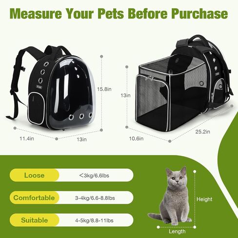 Lekereise Cat Bubble Backpack Carrier - حقيبة الظهر القابلة للتوسيع الكبيرة للمساحة للكلاب الصغيرة التي تصل إلى 18 رطلاً ، حاملة حيوانات أليفة شفافة للسفر والمشي والمشي والخارجية والرمادي in Kuwait