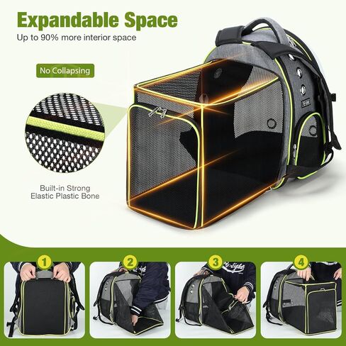 Lekereise Cat Bubble Backpack Carrier - حقيبة الظهر القابلة للتوسيع الكبيرة للمساحة للكلاب الصغيرة التي تصل إلى 18 رطلاً ، حاملة حيوانات أليفة شفافة للسفر والمشي والمشي والخارجية والرمادي in Kuwait