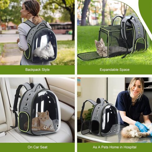 Lekereise Cat Bubble Backpack Carrier - حقيبة الظهر القابلة للتوسيع الكبيرة للمساحة للكلاب الصغيرة التي تصل إلى 18 رطلاً ، حاملة حيوانات أليفة شفافة للسفر والمشي والمشي والخارجية والرمادي in Kuwait