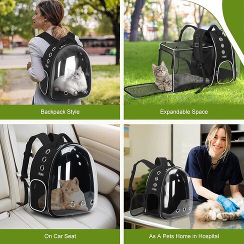 Lekereise Cat Bubble Backpack Carrier - حقيبة الظهر القابلة للتوسيع الكبيرة للمساحة للكلاب الصغيرة التي تصل إلى 18 رطلاً ، حاملة حيوانات أليفة شفافة للسفر والمشي والمشي والخارجية والرمادي in Kuwait