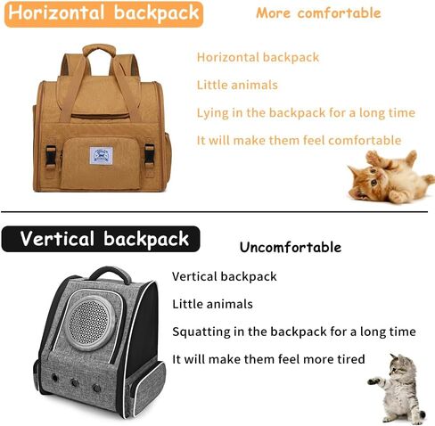 Pet Backpack Carrier for Small Dogs Medium Cats, Puppies,Breathable and Collapsible Design, Portable Travel Bag for Bearded Dragon,Rabbit Cage (Brown +Two-Shoulder, Small) in Kuwait