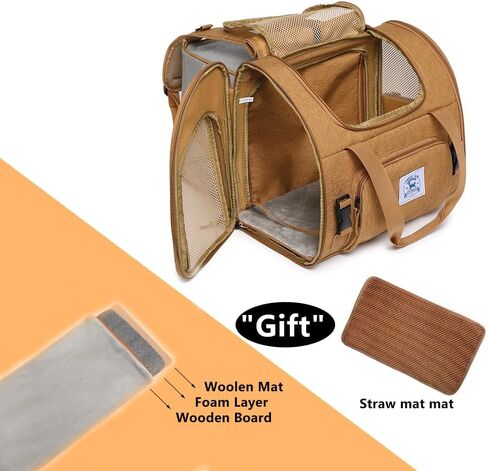 Pet Backpack Carrier for Small Dogs Medium Cats, Puppies,Breathable and Collapsible Design, Portable Travel Bag for Bearded Dragon,Rabbit Cage (Brown +Two-Shoulder, Small) in Kuwait