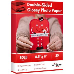 Thick Double Sides Thick Glossy Photo Paper 80LB 8.5x11 inches Heavyweight Cardstock Printer Paper 300gsm 20Sheets Sample Package,Compatible Inkjet Printer and Dye Ink Elygrap in Saudi Arabia