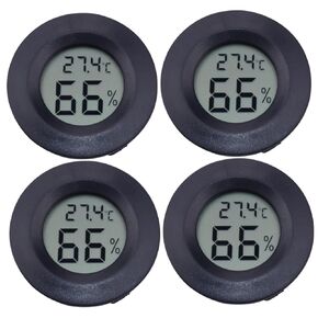 4Pc Digital Humidity and Temperature Gauge Embedded Acrylic Hygrometer for Reptile Pets Compact Humidity Monitor for Home Use Black in Kuwait