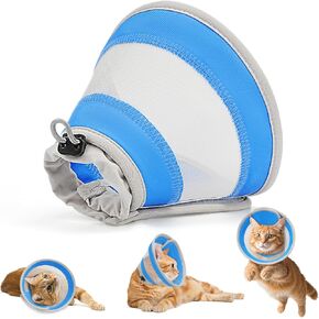 Breathable Air Mesh Cat Cone Collar Soft to Stop Licking, Adjustable, Foldable Lightweight Kitten Cones After Surgery Recovery for Cats & Kittens (Light Purple, S) in Saudi Arabia