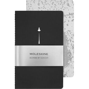 Moleskine Limited Edition Journals Cahier المستوحاة من ناسا ، غطاء ناعم ، كبير (5 "× 8.25") ، عادي ، أسود/رمادي ، 80 صفحة (مجموعة من 2) in Kuwait