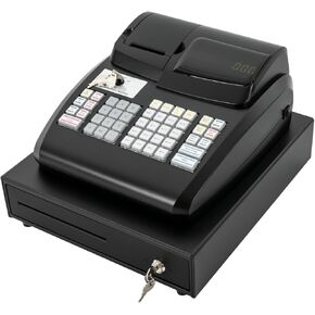 سجل نقدي إلكتروني مع طابعة إيصال مدمجة وعرض مزدوج نقدي ودرج عملة 47 مفاتيح 9 سجل نقدي رقمي LED الرقمي لمحلات السوبر ماركت والمطاعم ومحلات البقالة (أبيض) in Kuwait