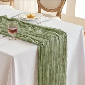 Fanami 1 Pack Cheesecloth Table Runner -10FT Dusty Blue Boho Gauze Cheese Cloth Table Runner 120 Inches Long Rustic Sheer Fabric Centerpieces for Wedding Birthday Party Bridal Baby Shower Decorations in Saudi Arabia