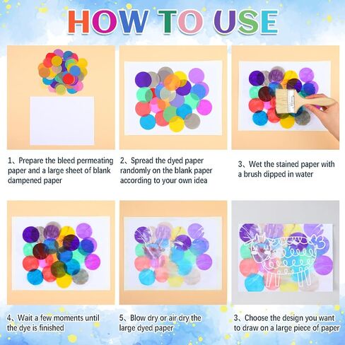 Amsoingspark 7200 PCS نزيف ورق الأنسجة 2 بوصة ورقة نزيف مائية للفن الأنسجة الرطبة لمشاريع DIY Scrapborting بطاقات ، 20 لونًا متنوعًا (جولة) in Saudi Arabia