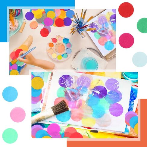 Amsoingspark 7200 PCS نزيف ورق الأنسجة 2 بوصة ورقة نزيف مائية للفن الأنسجة الرطبة لمشاريع DIY Scrapborting بطاقات ، 20 لونًا متنوعًا (جولة) in Saudi Arabia