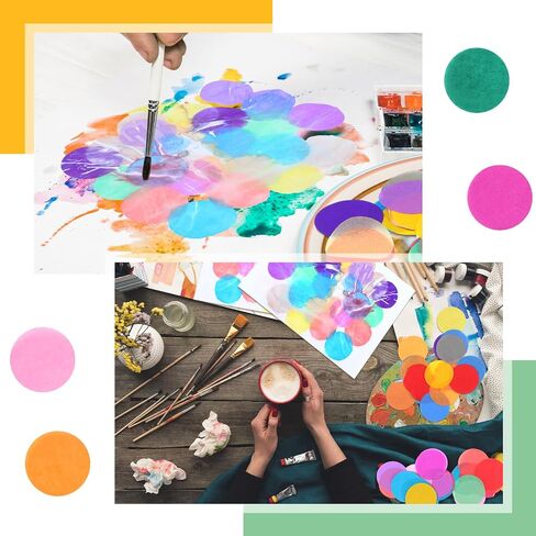 Amsoingspark 7200 PCS نزيف ورق الأنسجة 2 بوصة ورقة نزيف مائية للفن الأنسجة الرطبة لمشاريع DIY Scrapborting بطاقات ، 20 لونًا متنوعًا (جولة) in Saudi Arabia