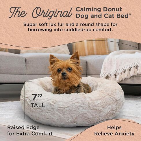 Best Friends by Sheri The Original Calming Donut Cat and Dog Bed in Shag Fur Gray, Small 23" in Kuwait