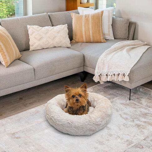 Best Friends by Sheri The Original Calming Donut Cat and Dog Bed in Shag Fur Gray, Small 23" in Kuwait