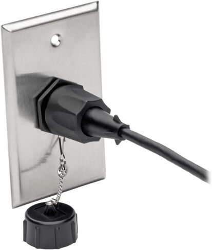 Tripp Lite RJ45 Bulkhead Wall Plate, 1 Cutout, Industrial, Metal - Stainless Steel, IP44, Single Gang, TAA (N206-FP01-IND) in Saudi Arabia