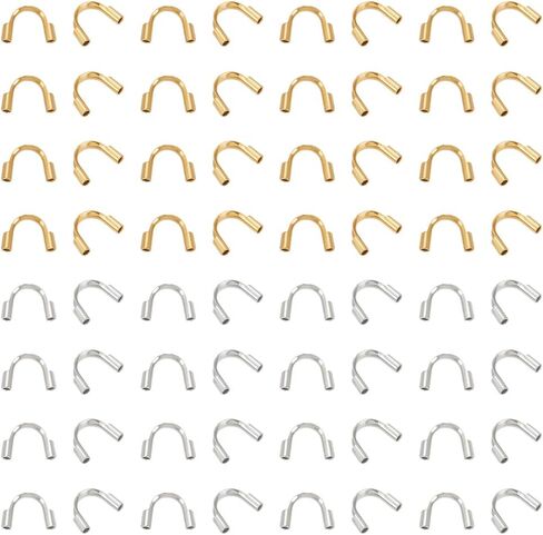 UNICRAFTALE 100Pcs 2 Colors Stainless Steel U Shape Guards Cable Protectors 18K Gold Plated Wire Guardians Thread Protector Loop Guardian for Necklaces Bracelets Jewelry Craft Making Hole 1-1.6mm in Saudi Arabia