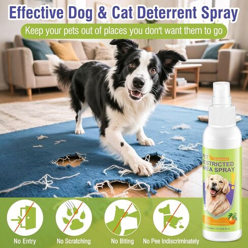 Pet Deterrent Spray - Stops Cat & Dog Peeing, Chewing, Scratching, Natural Citrus & Lemon Formula, Safe, Stain-Free Pee Corrector for Furniture, Shoes Indoor & Outdoor Training (4oz) in Saudi Arabia